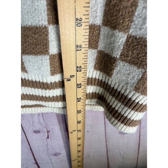 Abound Womens Sleeveless V-Neck Sweater Vest Tan & Ivory Check 1X - Picture 10 of 11